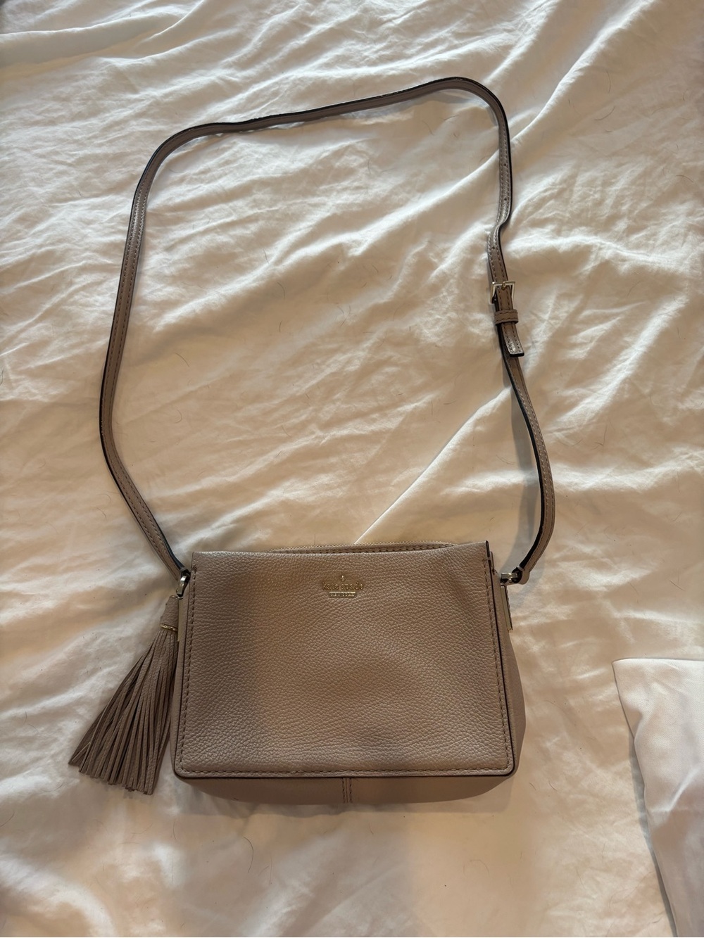 kate spade Taupe Crossbody Bag with Tassel